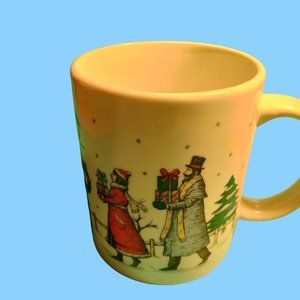 Studio Nova Christmas Coffee Cup Victorian Scene Shopping Christmas Tree